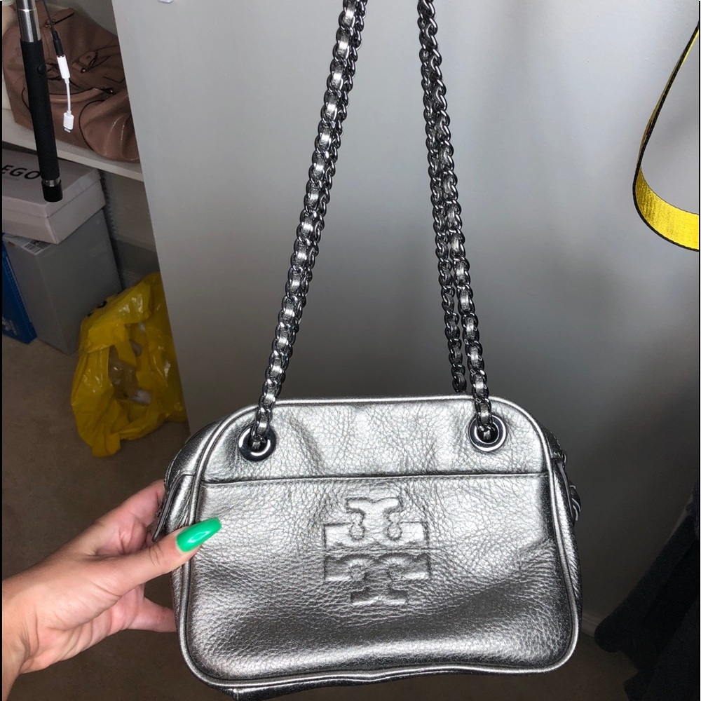 Tory Burch metallic leather handbag
